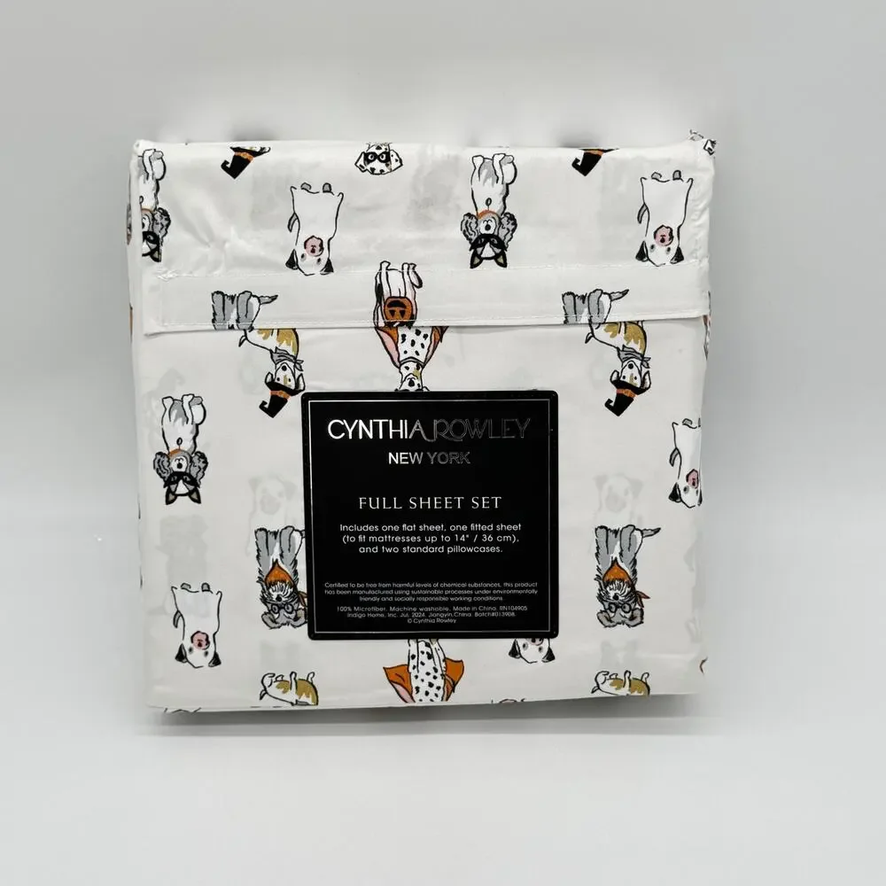 Cynthia Rowley Perfect Pups Dogs Halloween Costumes Sheet Set FULL Dachshund NEW